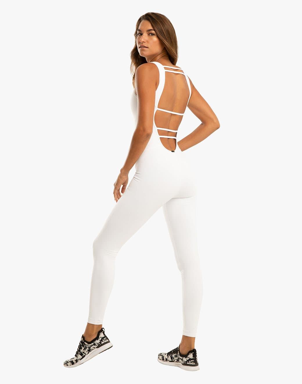 Koral Jet Blackout Jumpsuit White Spor Tulum