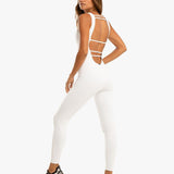 Koral Jet Blackout Jumpsuit White Spor Tulum