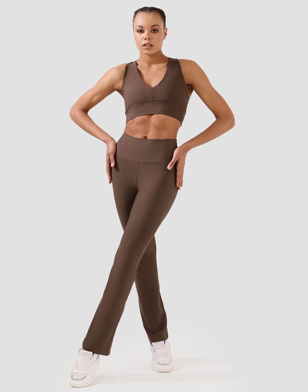 Superstacy Nichole Flare Yüksek Bel Spor Tayt - Acı Kahve