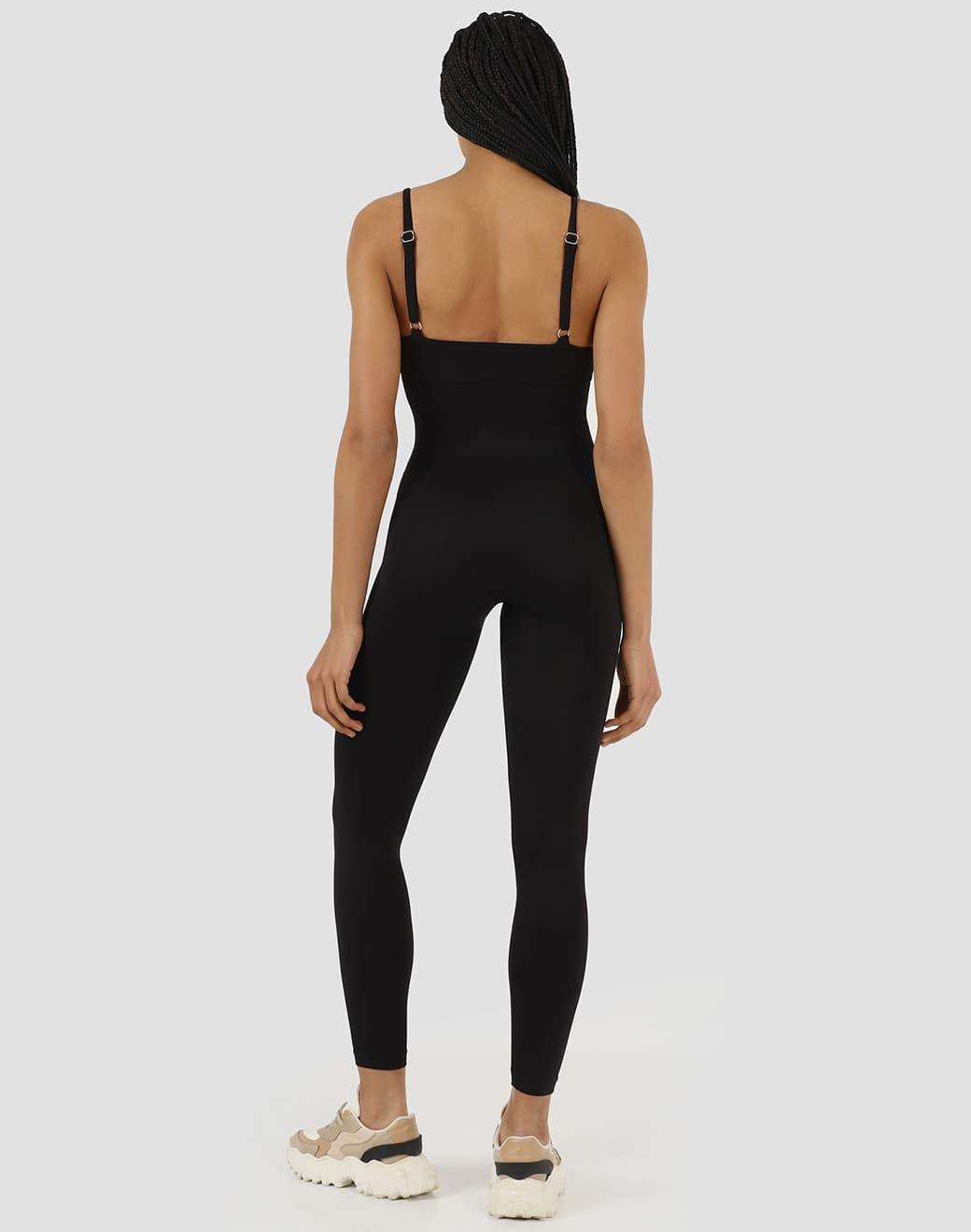 Superstacy Rachel Dikişsiz Siyah Spor Tulum