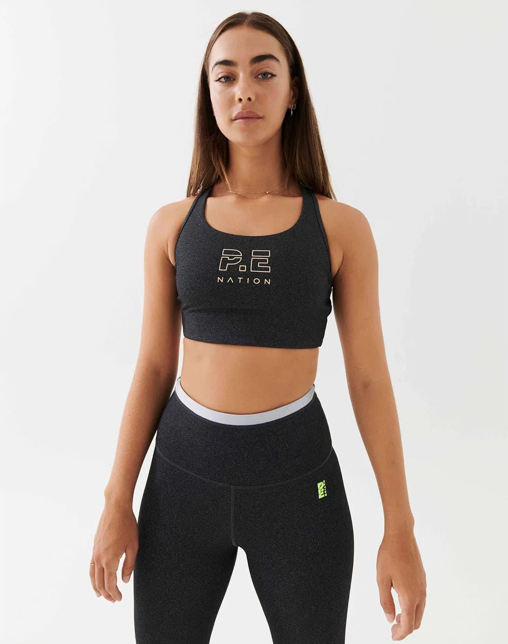 P.E Nation Reaction Sports Bra in Charcoal Marl Spor Sütyeni