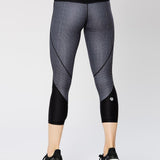 Vie Active Taryn Crop Black Microgrid Spor Tayt