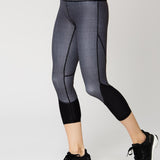 Vie Active Taryn Crop Black Microgrid Spor Tayt
