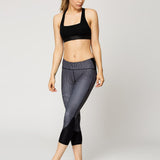 Vie Active Taryn Crop Black Microgrid Spor Tayt