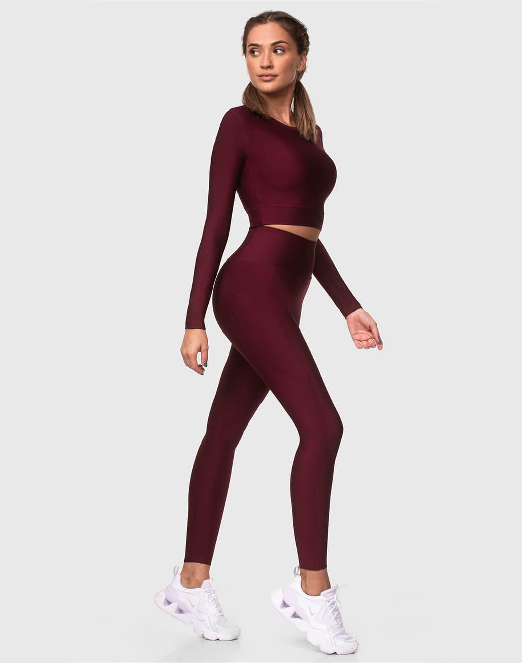 Superstacy Yüksek Bel Cepli Spor Tayt - Bordo