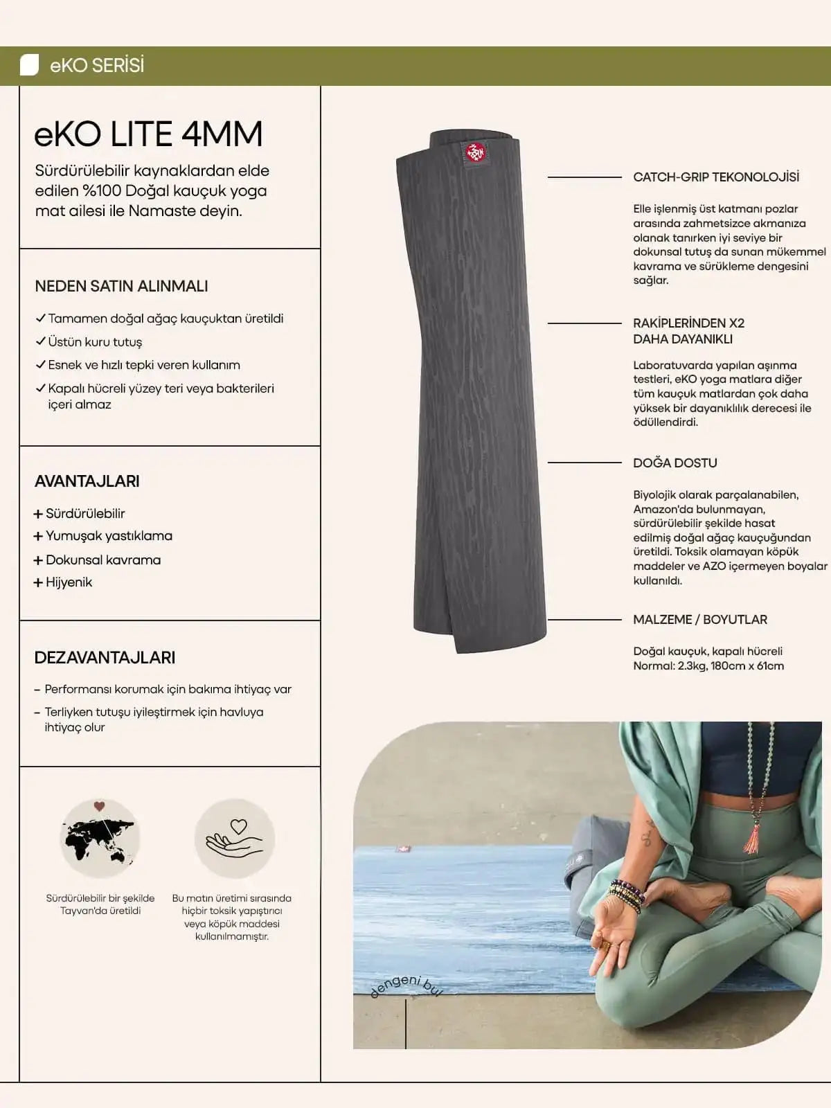 Manduka eKO® Lite 3.0 Charcoal 4mm Yoga Matı