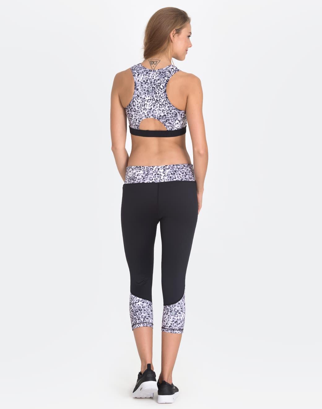 Vie Active Chelsea White Leopard Kapri Spor Tayt