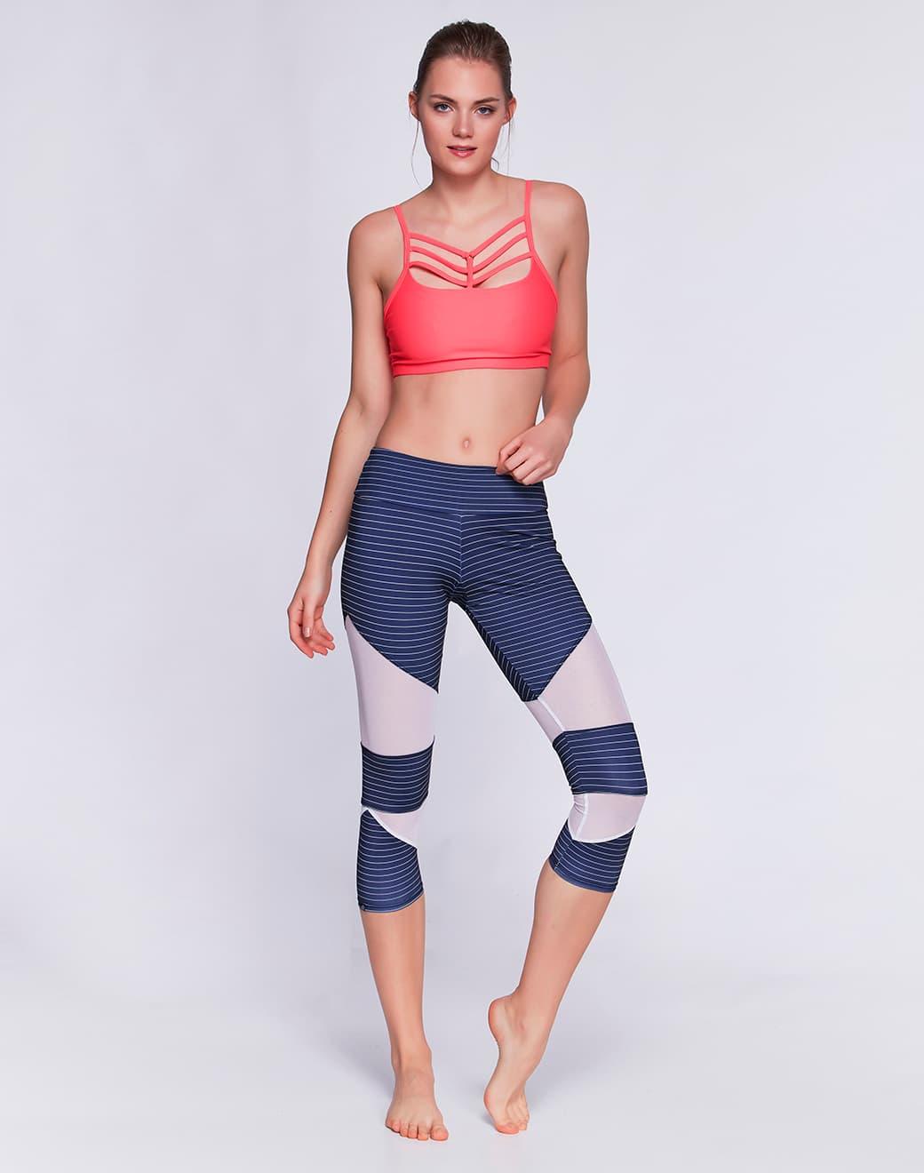 Onzie Cut Out Capri Stripe Combo Spor Tayt