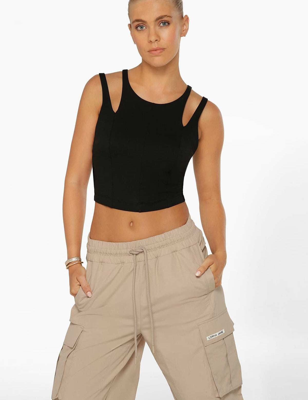 Lorna Jane Elements Recycled Cropped Active Bra Tank Combo Büstiyer