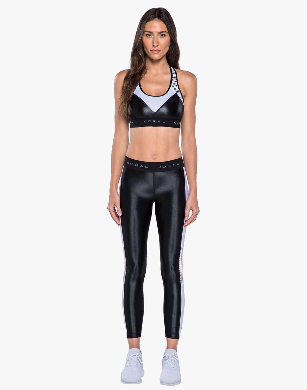 Koral Emblem Mid Rise Crop Black Spor Tayt