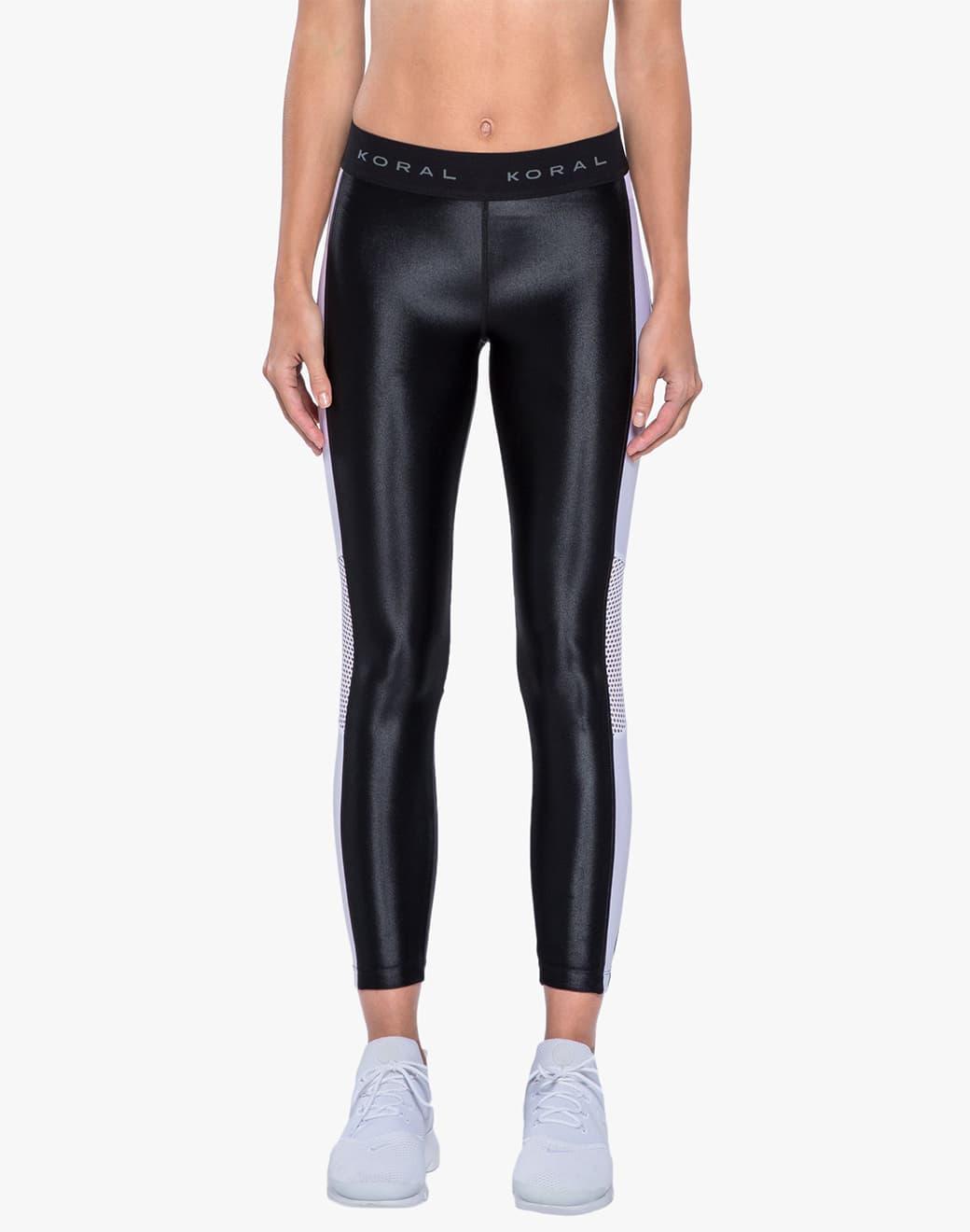 Koral Emblem Mid Rise Crop Black Spor Tayt
