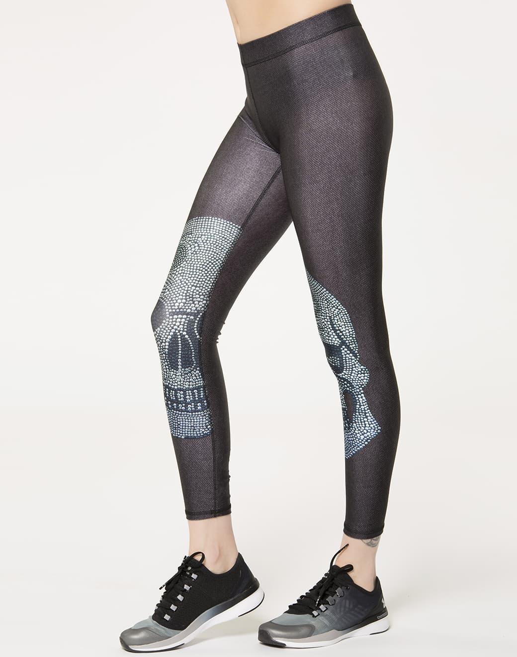 Terez Hi-Shine Leggings in Crystal Skull Spor Tayt