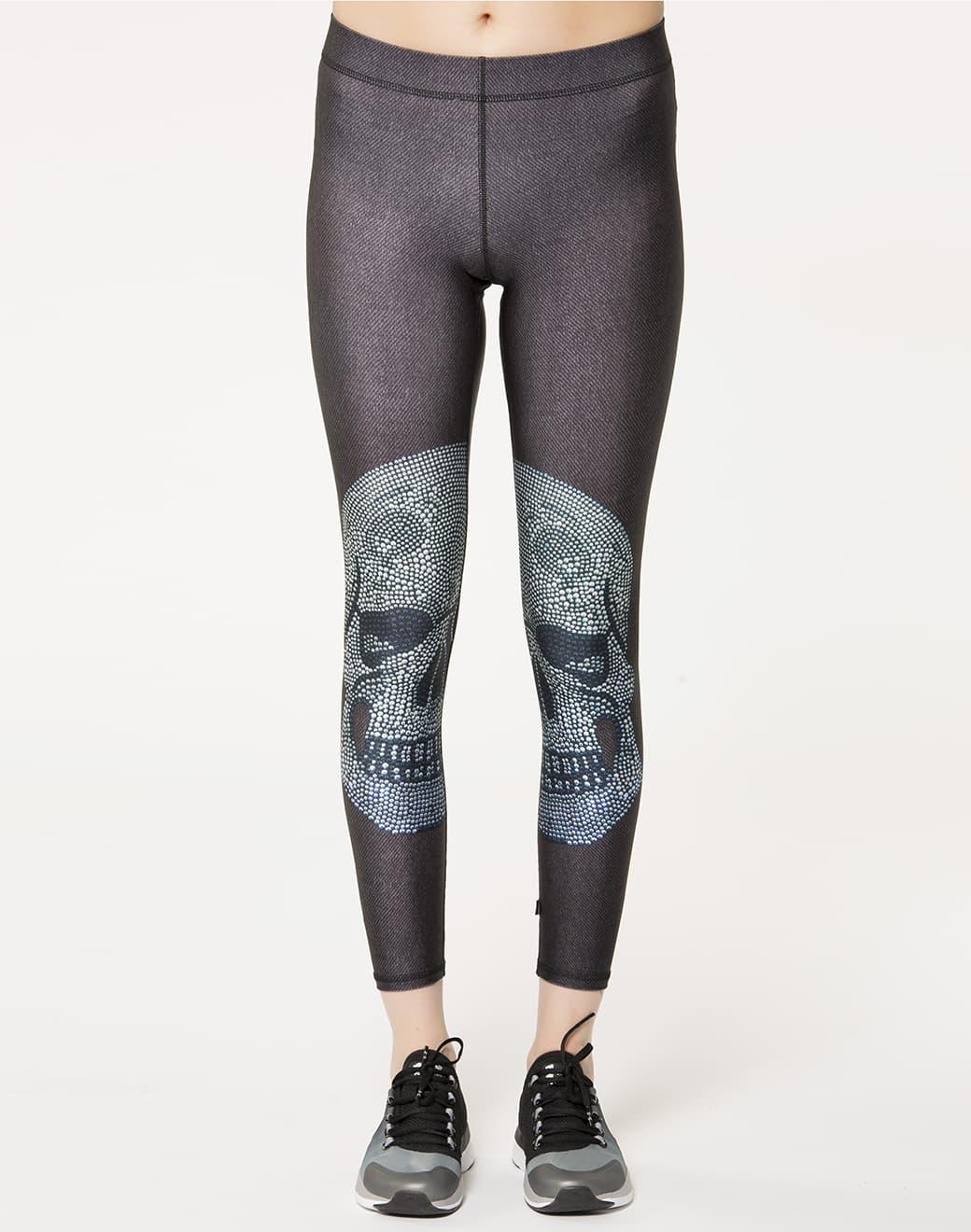 Terez Hi-Shine Leggings in Crystal Skull Spor Tayt