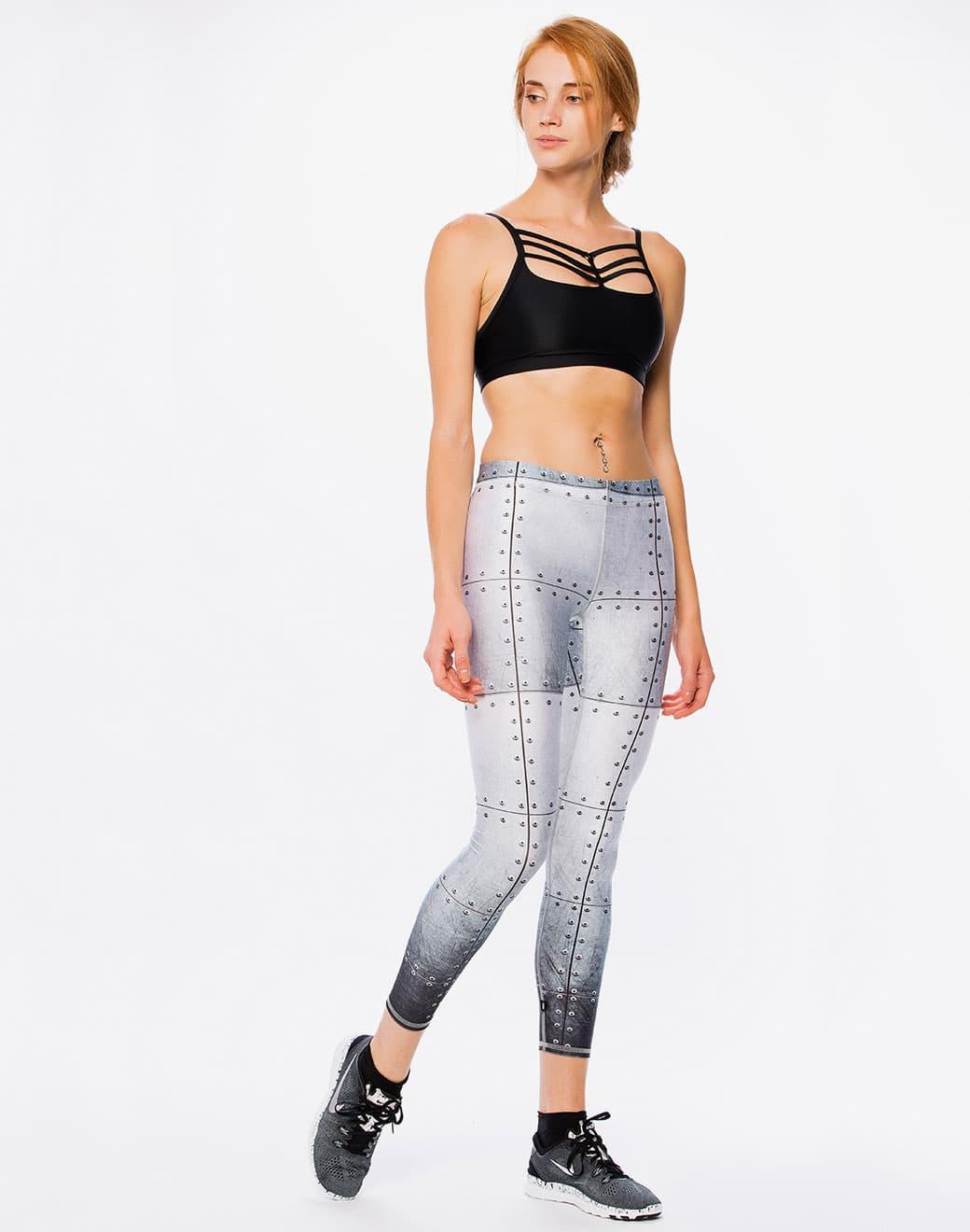 Terez Hi-shine Leggings in Metal Madness Spor Tayt