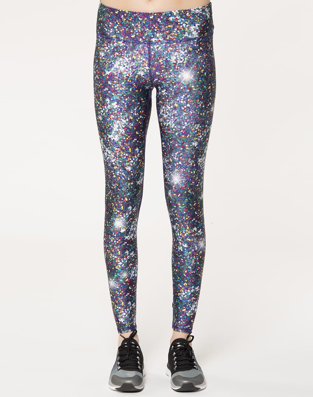Terez Hi-shine Leggings in Night Sparkle Spor Tayt