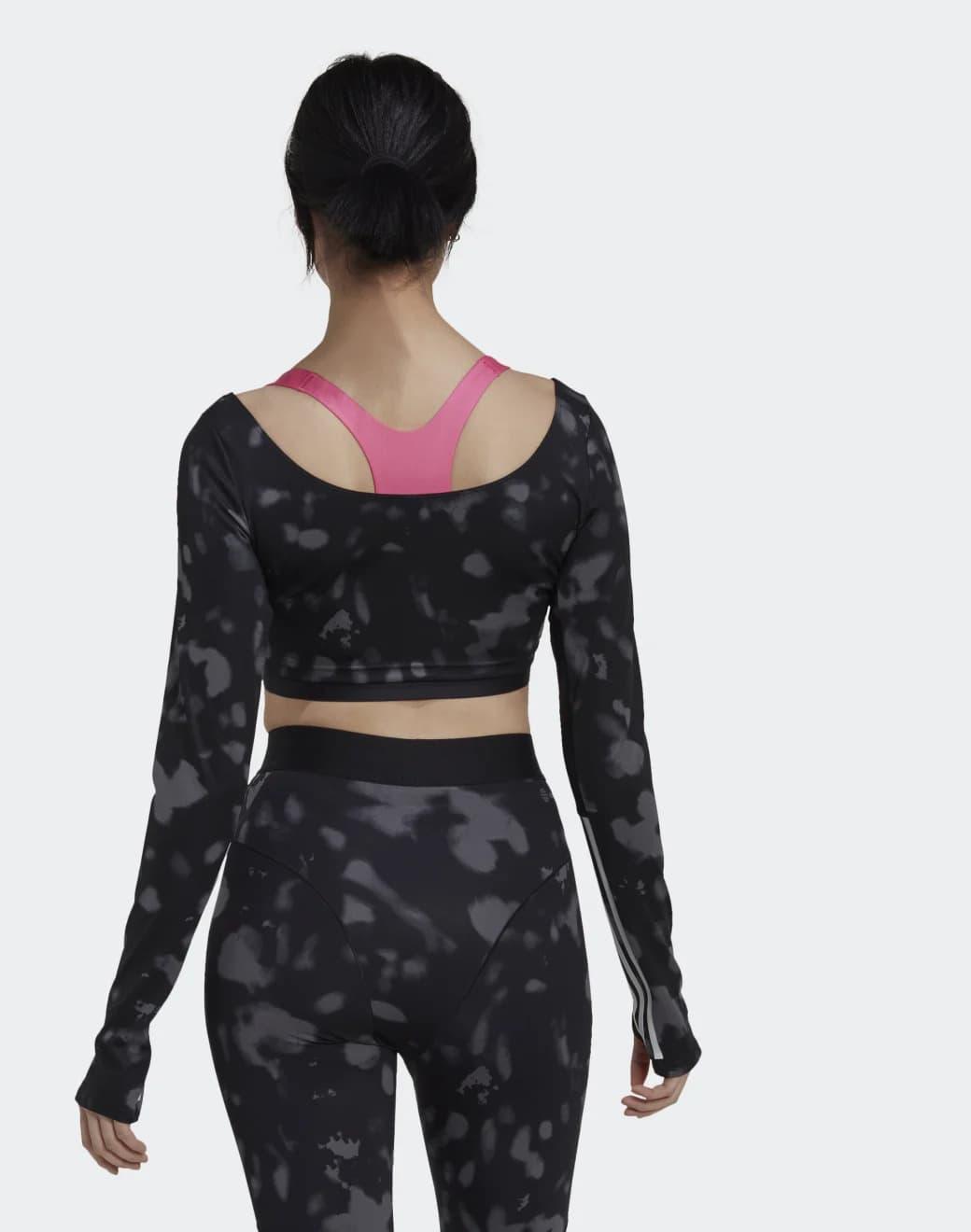 adidas Hyperglam Cut 3-Stripes Long Sleeve Crop Top Tişört