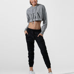 Lorna Jane LJ Cut Off Cropped Hoodie Sweatshirt