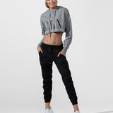 Lorna Jane LJ Cut Off Cropped Hoodie Sweatshirt