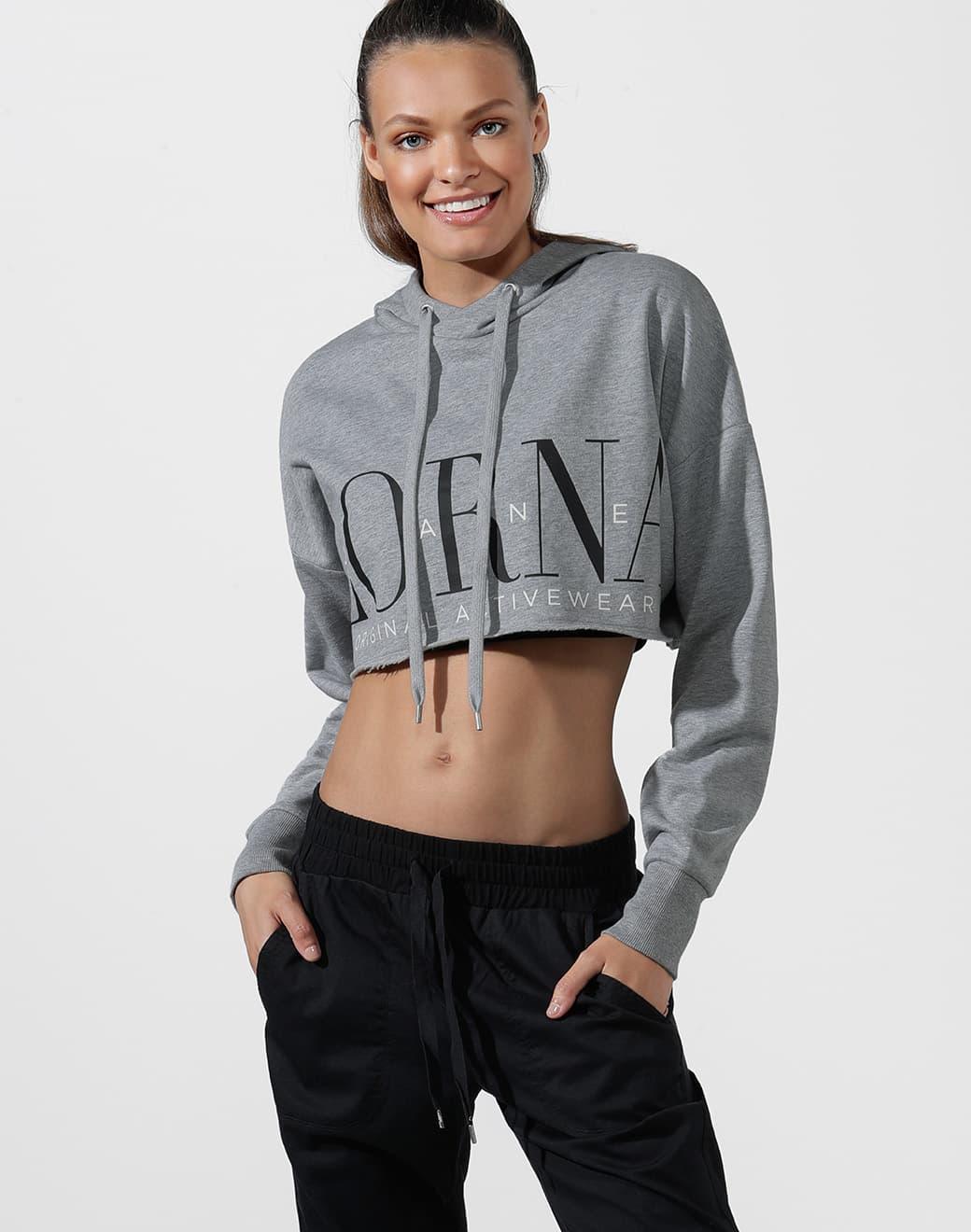 Lorna Jane LJ Cut Off Cropped Hoodie Sweatshirt