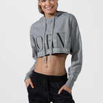 Lorna Jane LJ Cut Off Cropped Hoodie Sweatshirt