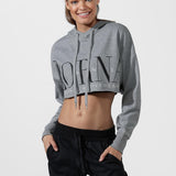 Lorna Jane LJ Cut Off Cropped Hoodie Sweatshirt