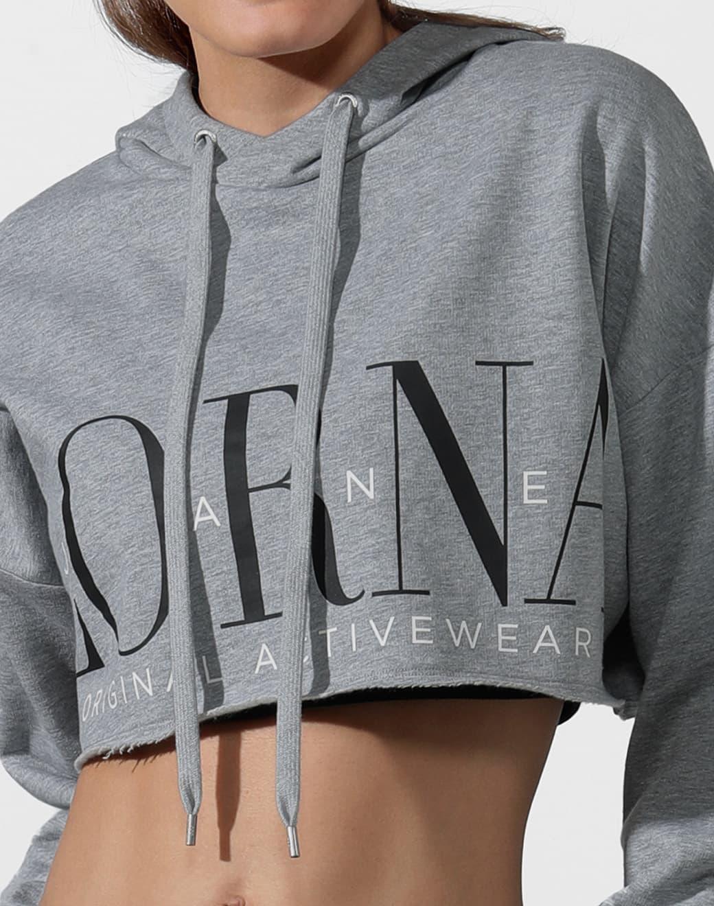 Lorna Jane LJ Cut Off Cropped Hoodie Sweatshirt