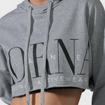 Lorna Jane LJ Cut Off Cropped Hoodie Sweatshirt