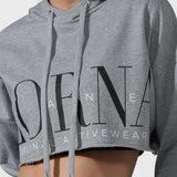 Lorna Jane LJ Cut Off Cropped Hoodie Sweatshirt