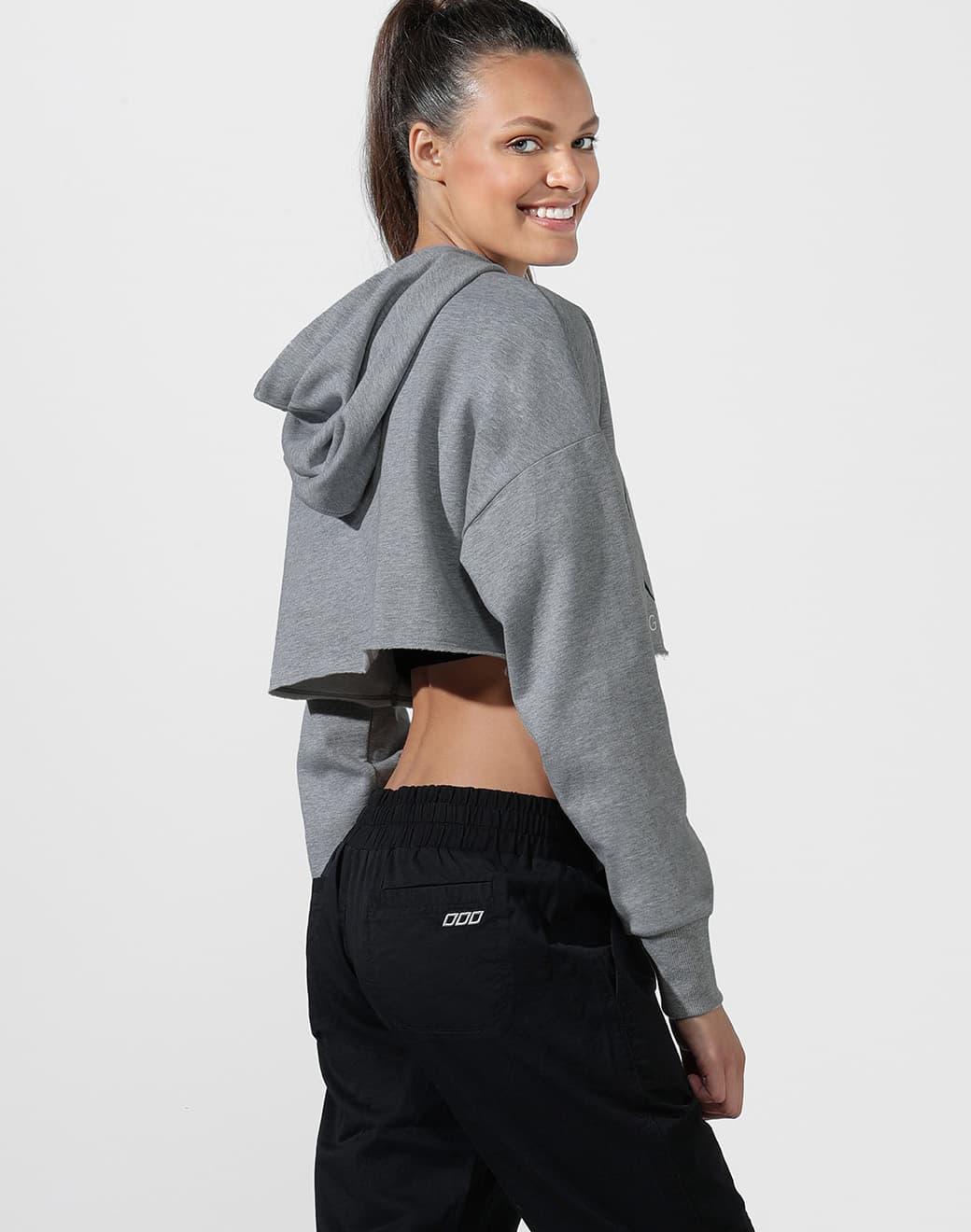 Lorna Jane LJ Cut Off Cropped Hoodie Sweatshirt