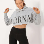 Lorna Jane LJ Cut Off Cropped Hoodie Sweatshirt