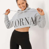 Lorna Jane LJ Cut Off Cropped Hoodie Sweatshirt