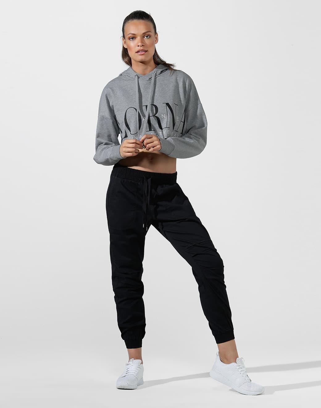Lorna Jane LJ Cut Off Cropped Hoodie Sweatshirt