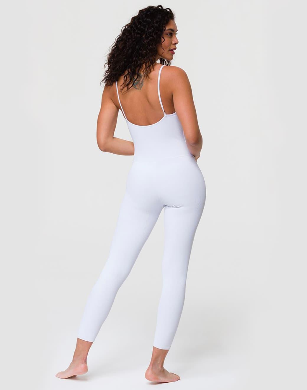 Onzie Long Rib Leotard White Rib Spor Tulum