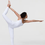 Onzie Long Rib Leotard White Rib Spor Tulum