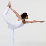 Onzie Long Rib Leotard White Rib Spor Tulum