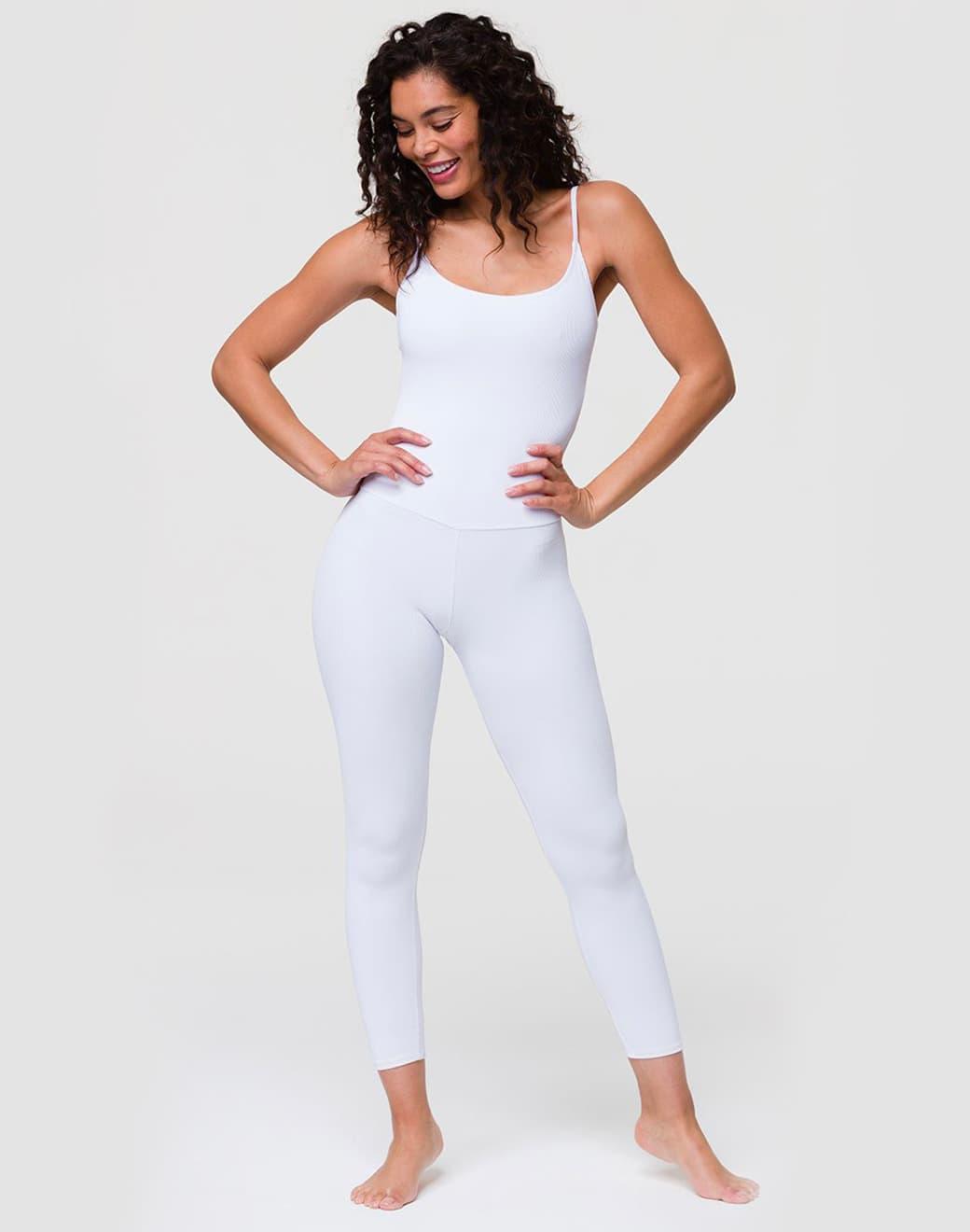 Onzie Long Rib Leotard White Rib Spor Tulum