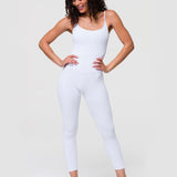 Onzie Long Rib Leotard White Rib Spor Tulum