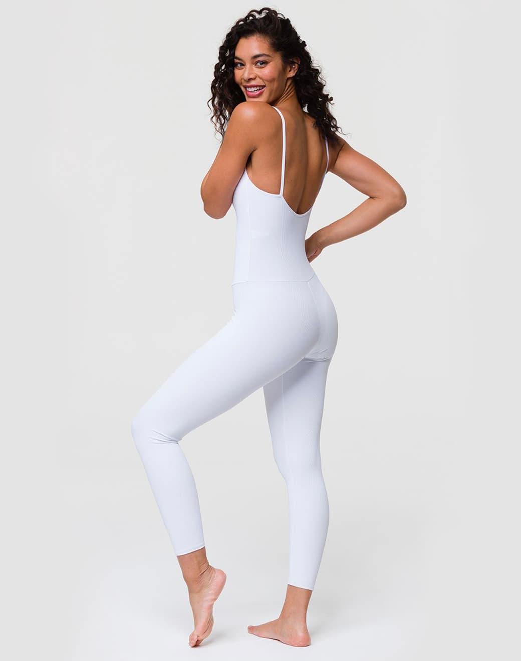 Onzie Long Rib Leotard White Rib Spor Tulum