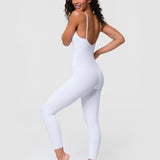 Onzie Long Rib Leotard White Rib Spor Tulum