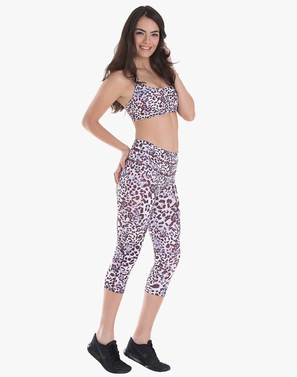 Varley Pico Rose Leopard Kapri Spor Tayt