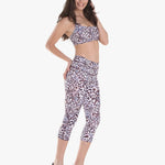 Varley Pico Rose Leopard Kapri Spor Tayt