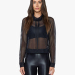 Koral Pump Open Mesh Pullover Black Sweatshirt