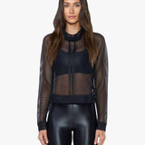Koral Pump Open Mesh Pullover Black Sweatshirt