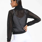 Koral Pump Open Mesh Pullover Black Sweatshirt