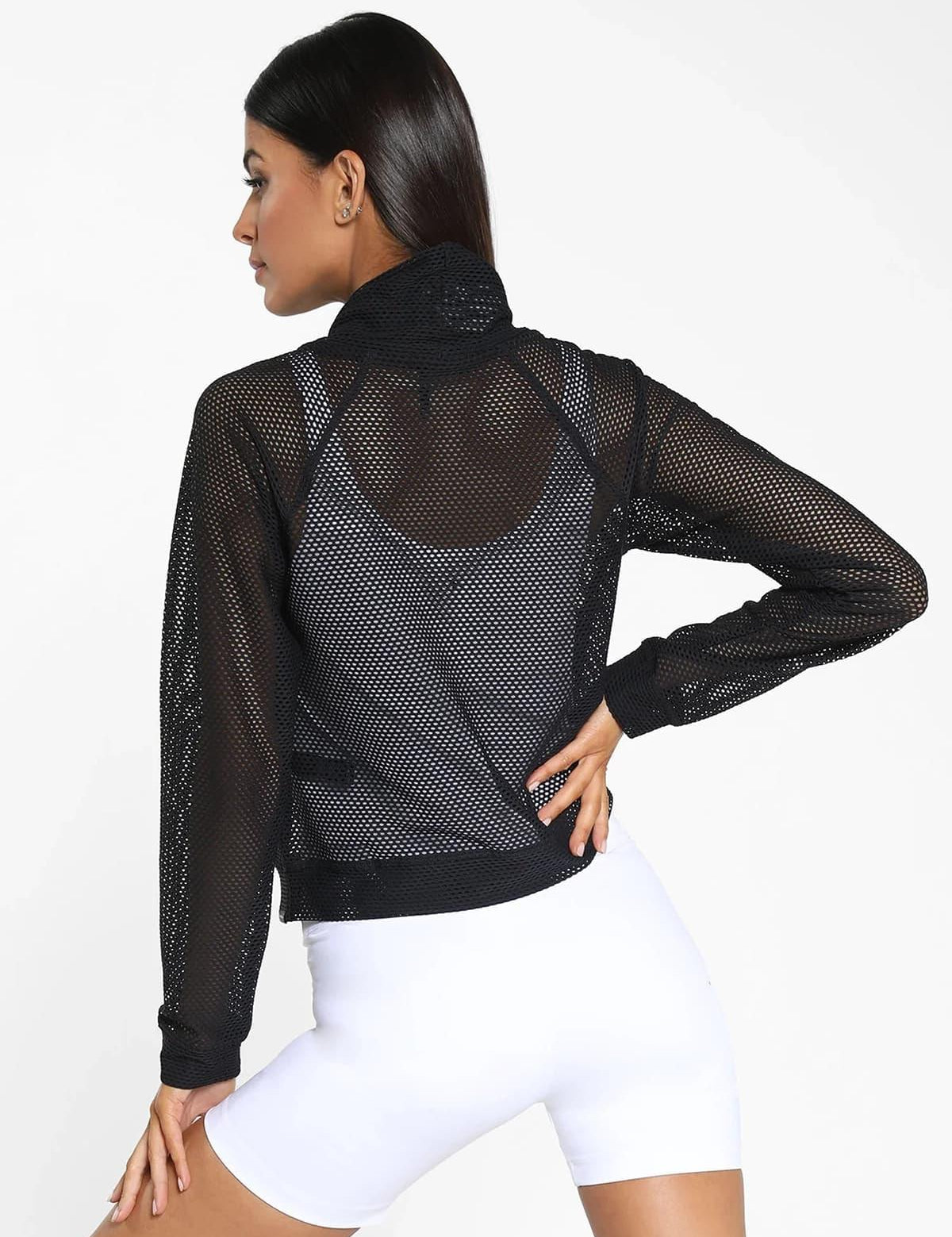 Koral Pump Open Mesh Pullover Black Sweatshirt