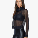 Koral Pump Open Mesh Pullover Black Sweatshirt