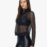 Koral Pump Open Mesh Pullover Black Sweatshirt