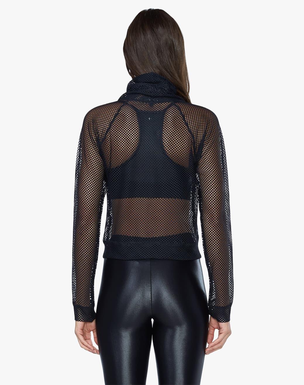 Koral Pump Open Mesh Pullover Black Sweatshirt