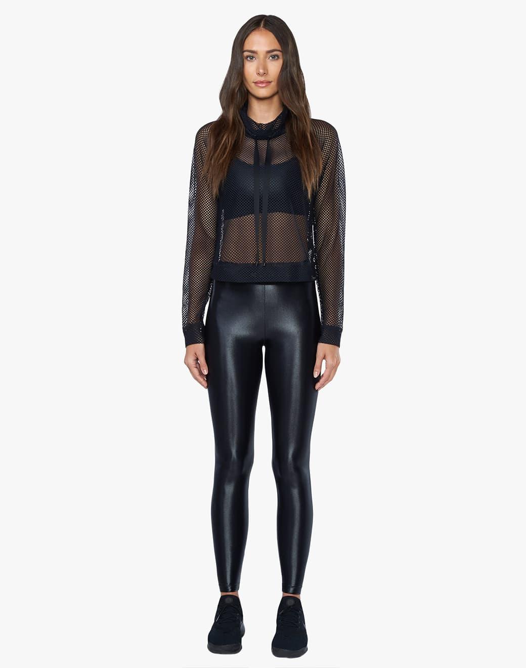 Koral Pump Open Mesh Pullover Black Sweatshirt