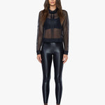 Koral Pump Open Mesh Pullover Black Sweatshirt